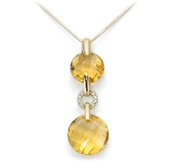 750/1000 gold collier, citrine and diamonds.: KCLD2845