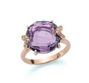 750/1000 gold ring, amethyst and diamonds.: KLID2098