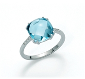 750/1000 gold ring, topaz and diamonds.: KLID1972
