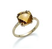750/1000 gold ring, citrine and diamonds.: KLID1974