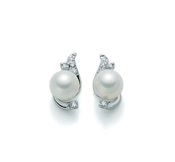 350/1000 gold earrings, cultured pearls and diamonds: PER1600K