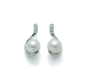350/1000 gold earrings, cultured pearls and diamonds: PER1604K
