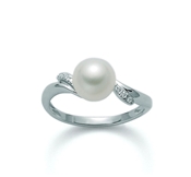 350/1000 gold ring, cultured pearls and diamonds.: PLI1171K