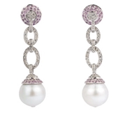 Platinum Earings with Diamonds and Pearls