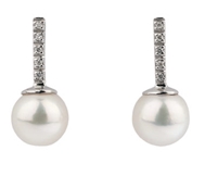 Platinum Earings with Diamonds and Pearls